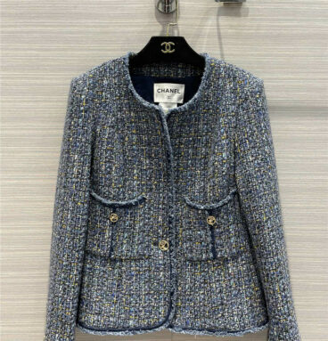 chanel vintage denim blue classic coat
