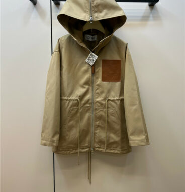 loewe classic logo hooded drawstring trench coat