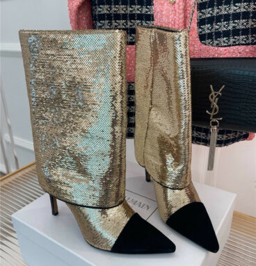 balmain sequined heeled boots