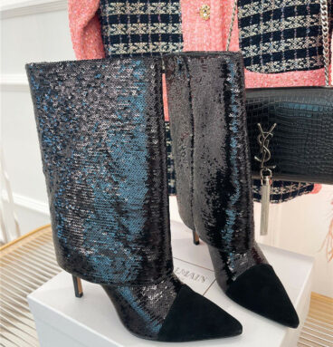 balmain sequined heeled boots