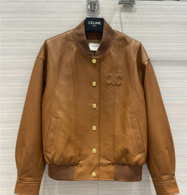 celine logo flight baseball leather jacket coat
