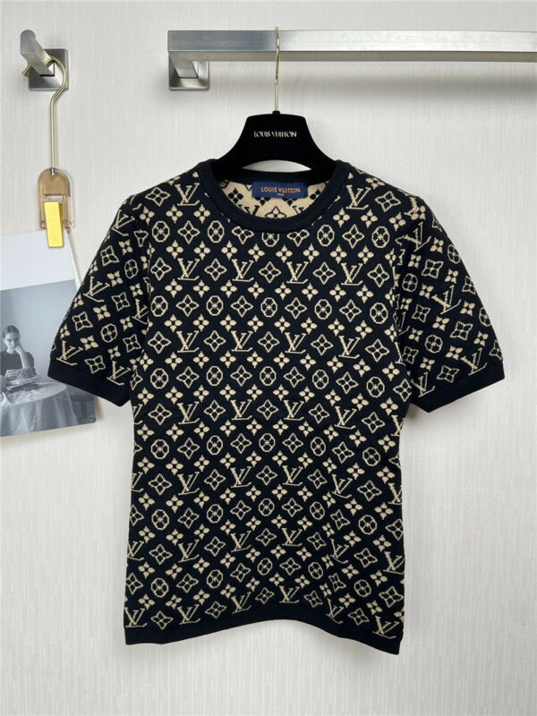 louis vuitton lv classic monogram knitted top