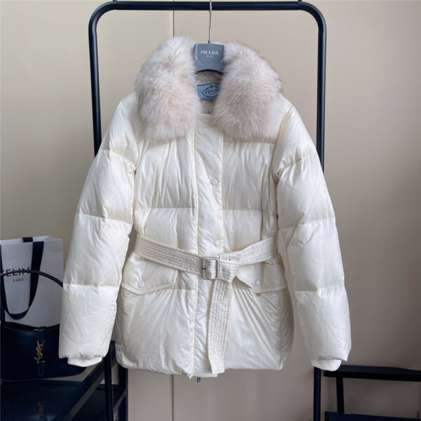 prada fur collar hooded down jacket