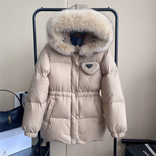 prada fur collar hooded down jacket
