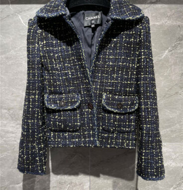 chanel woven tweed coat