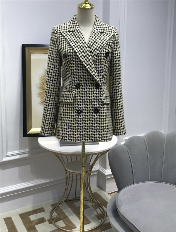 dior double-breasted houndstooth sequined coat