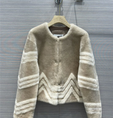givenchy classic short fur wavy striped coat
