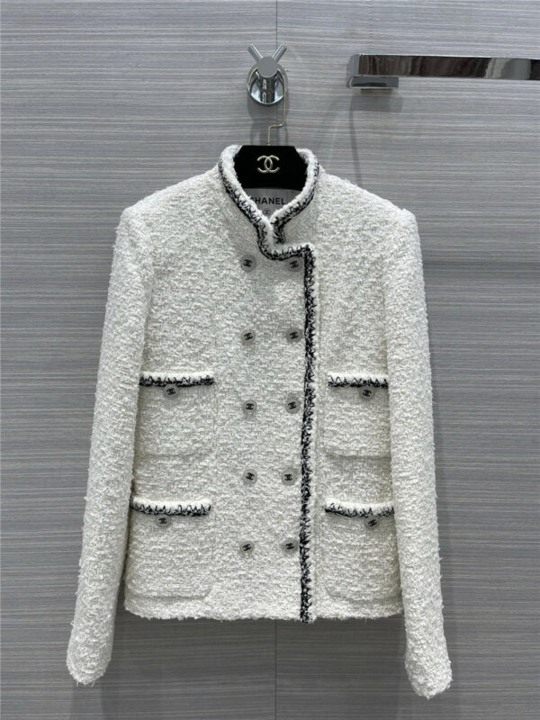 chanel coco woven tweed coat