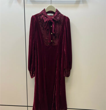 valentino embroidered sequin velvet dress