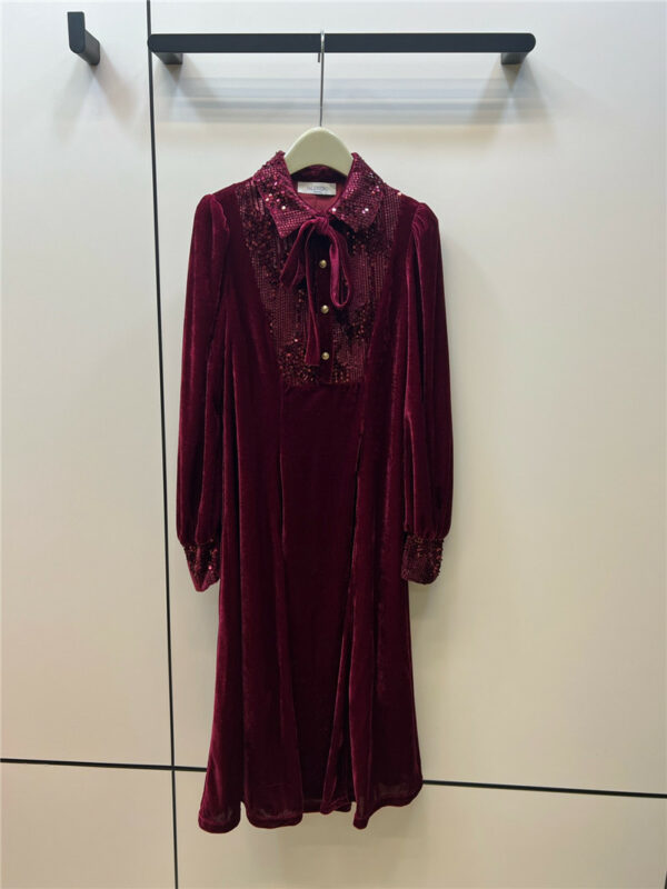 valentino embroidered sequin velvet dress