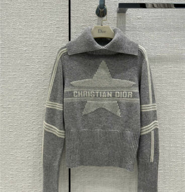 dior star print knitted grey sweater