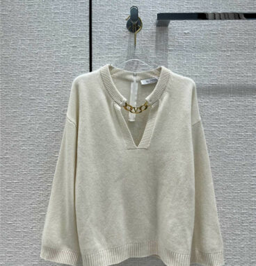 valentino V-chain-paneled cashmere sweater