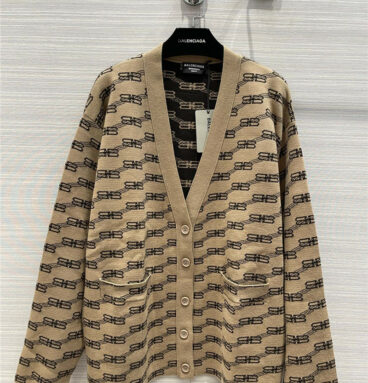 balenciaga BB logo wool cardigan coat