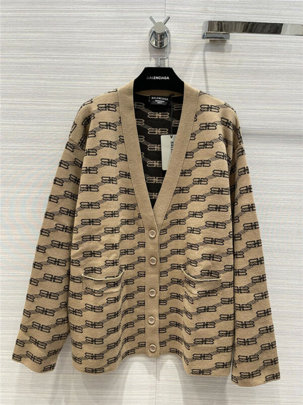 balenciaga BB logo wool cardigan coat