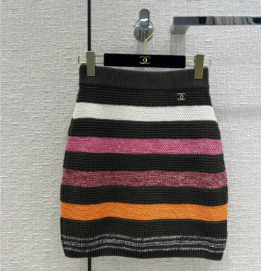 chanel striped wool skirt