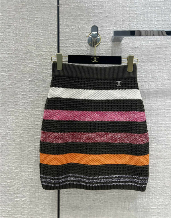 chanel striped wool skirt
