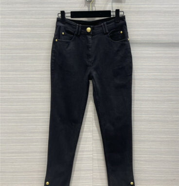 balmain metal buckle black jeans