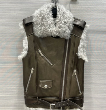 balmain fur motorcycle vest