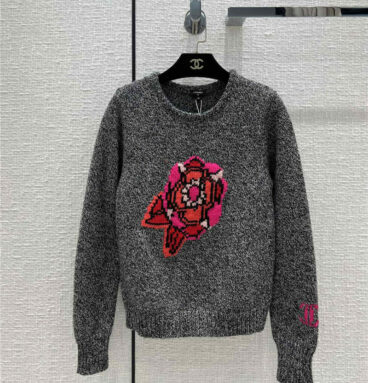 chanel Grey Camellia Sweater