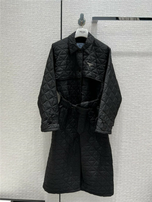 prada thin cotton quilted cotton trench coat