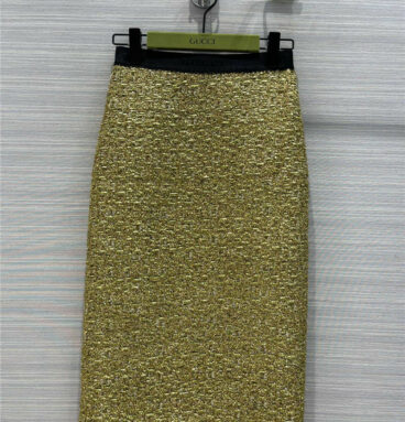 gucci woven tweed metal maxi skirt