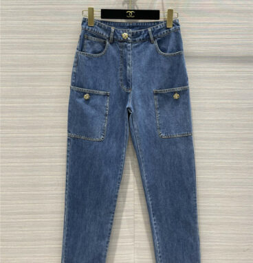 chanel double pocket straight jeans