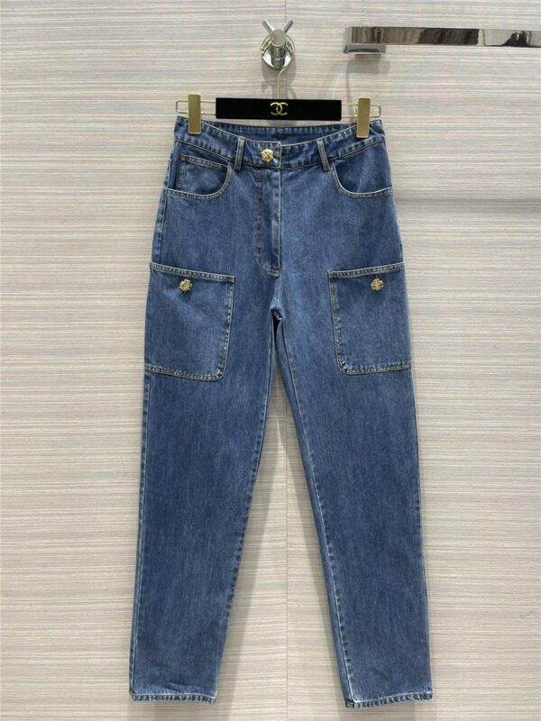 chanel double pocket straight jeans