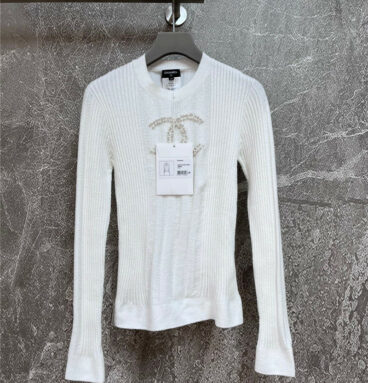 chanel white beaded sweater