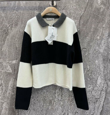 dior black and white letter 8 cashmere wool sweater