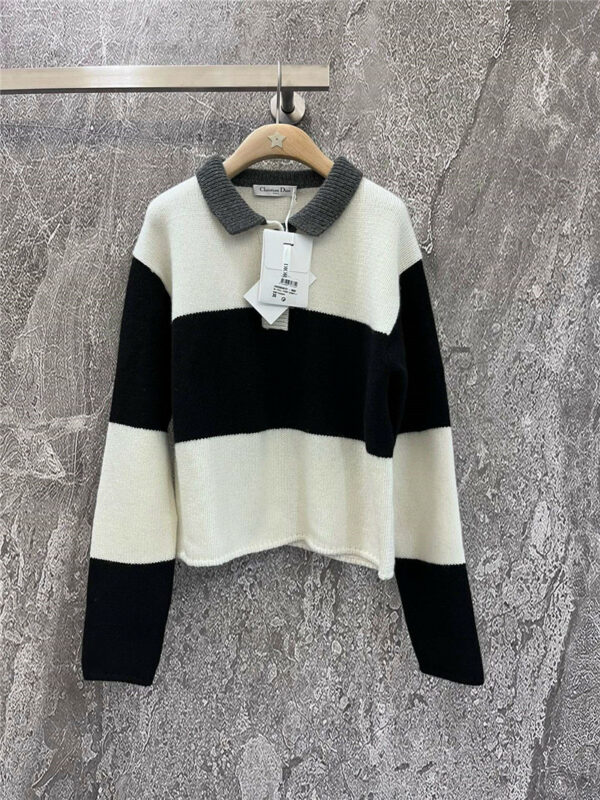 dior black and white letter 8 cashmere wool sweater