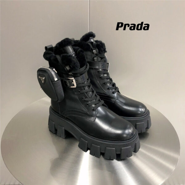prada classic wool platform ankle boots