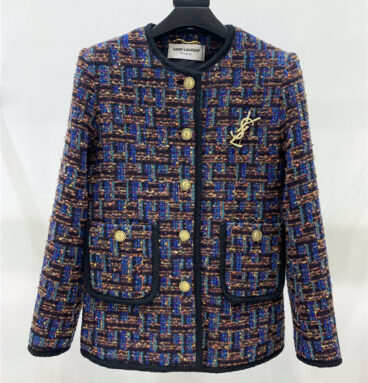 ysl colorful tweed jacket