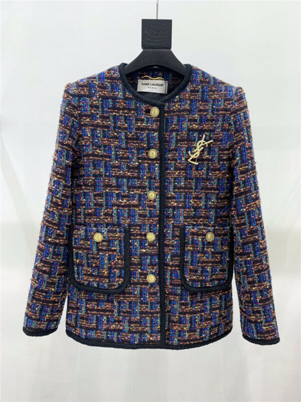 ysl colorful tweed jacket