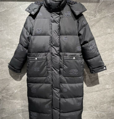 chanel hooded long down jacket