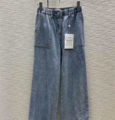 chanel ruffled oversized straight-leg jeans