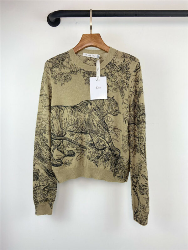 dior CD animal jungle embroidered sweater