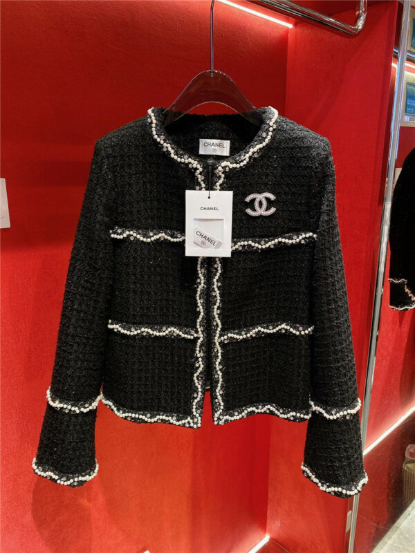 chanel pearl beaded lace coat