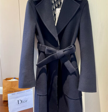 dior blue handmade wool long coat
