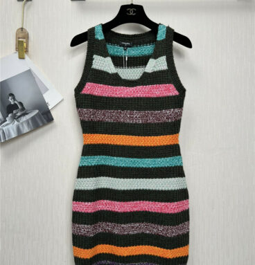 chanel striped knit vest skirt