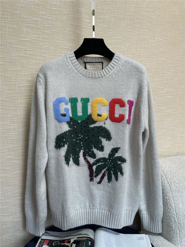 gucci 3D flocked colorful logo sweater
