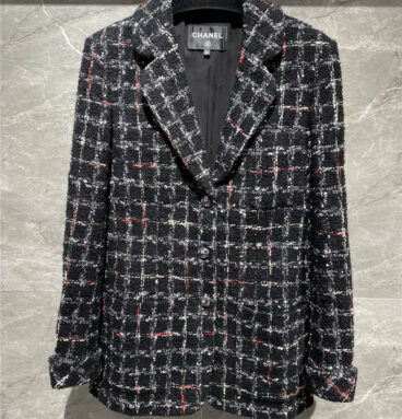 chanel colorful tweed check coat