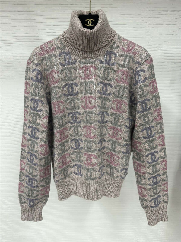 chanel sequin-print cashmere sweater