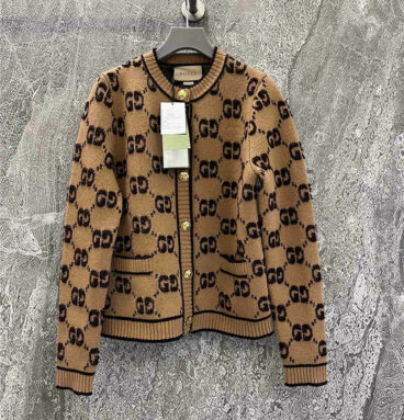 gucci GG towel embroidered cardigan