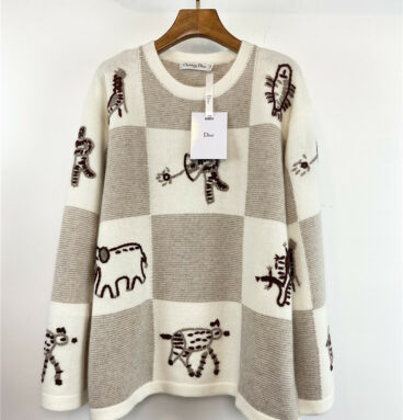 dior CD cartoon embroidered sweater
