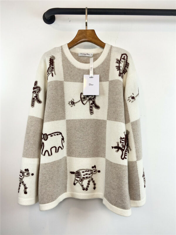 dior CD cartoon embroidered sweater