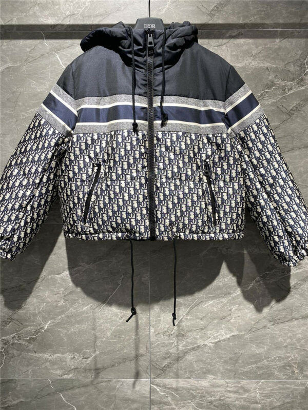 dior classic hooded logo print cotton jacket