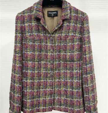 chanel wool multicolored tweed coat