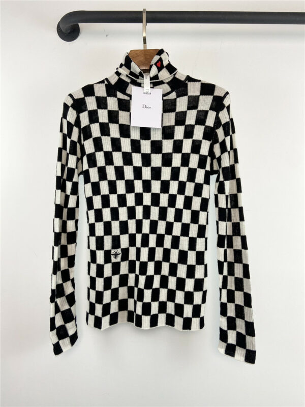 dior CD checkerboard turtleneck sweater