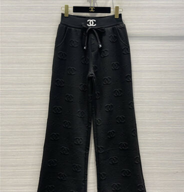 chanel dark logo jacquard straight-leg pants