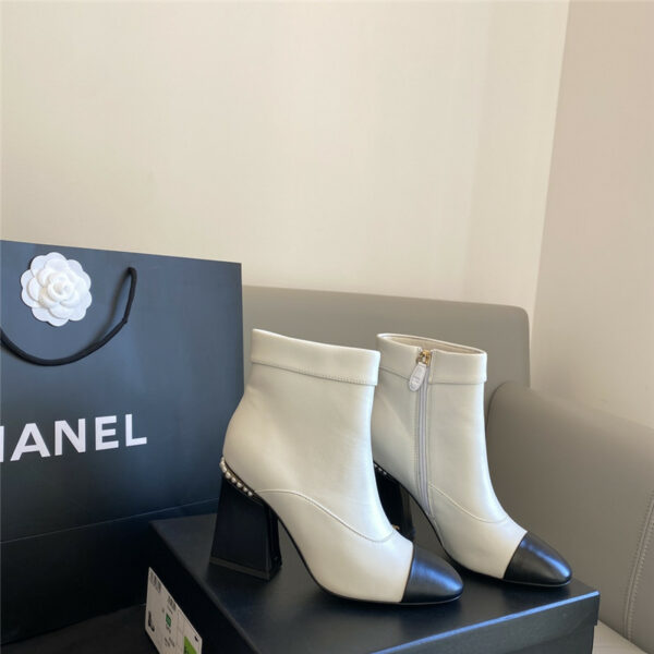 chanel pearl heel ankle boots